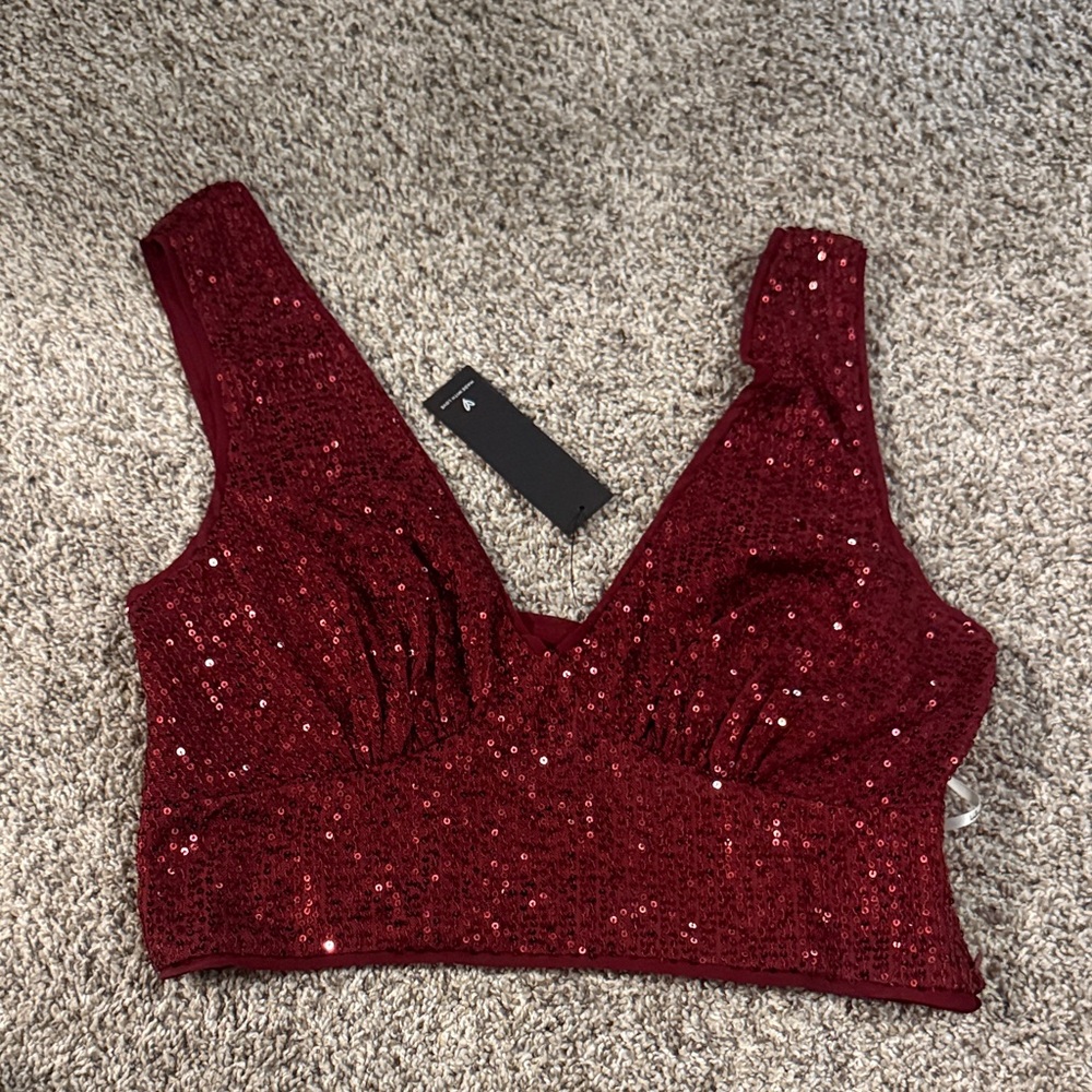 Lulu's Sparkling Wine Red Crop Top